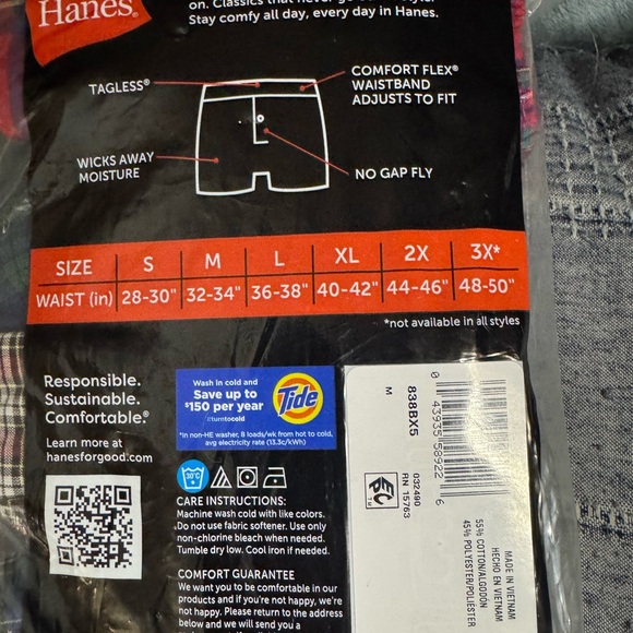Hanes Men's Tagless Boxers - 5 Pack, Plaid Mix Size M - Picture 11 of 11